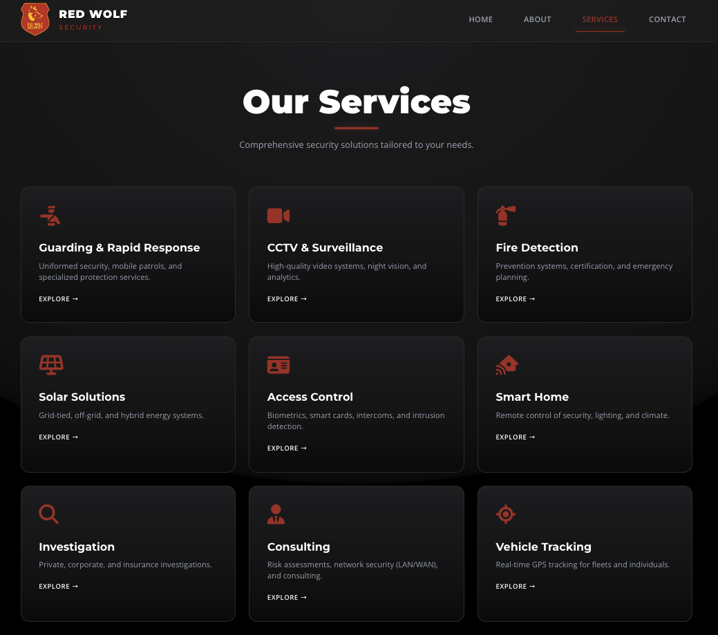 Red Wolf Security — homepage and brand overview