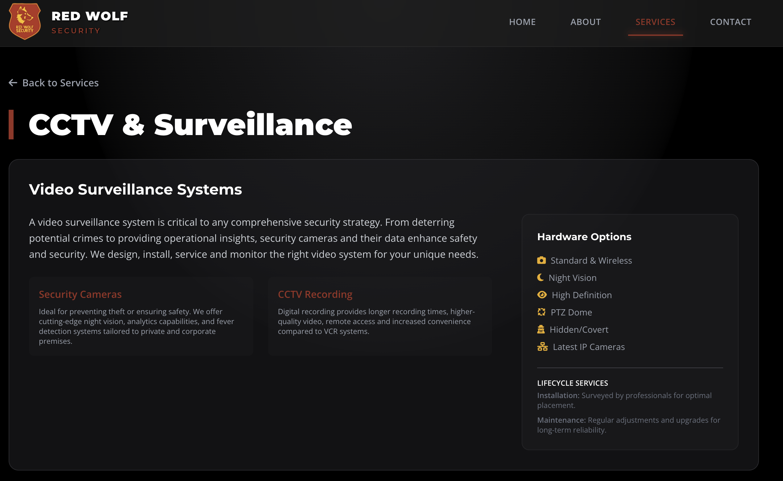Red Wolf Security — mobile experience